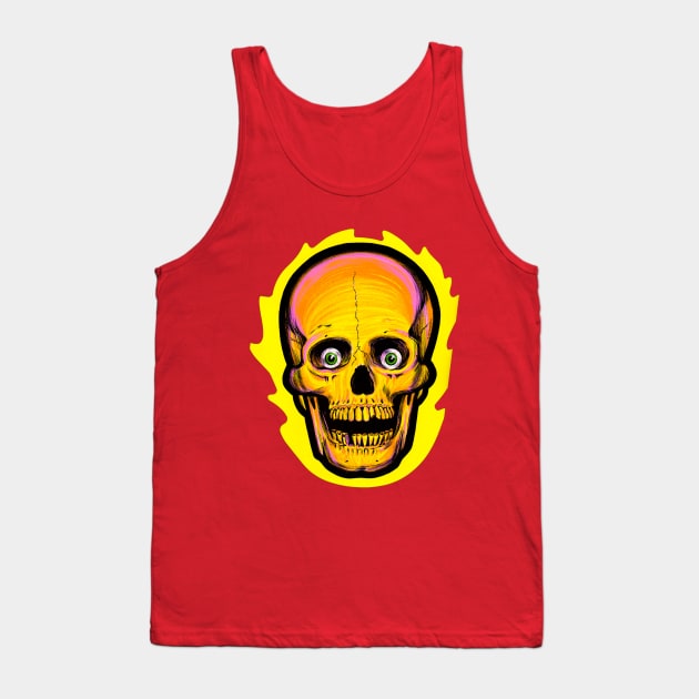 Vintage Flaming Skull Halloween Tank Top by Pop Fan Shop